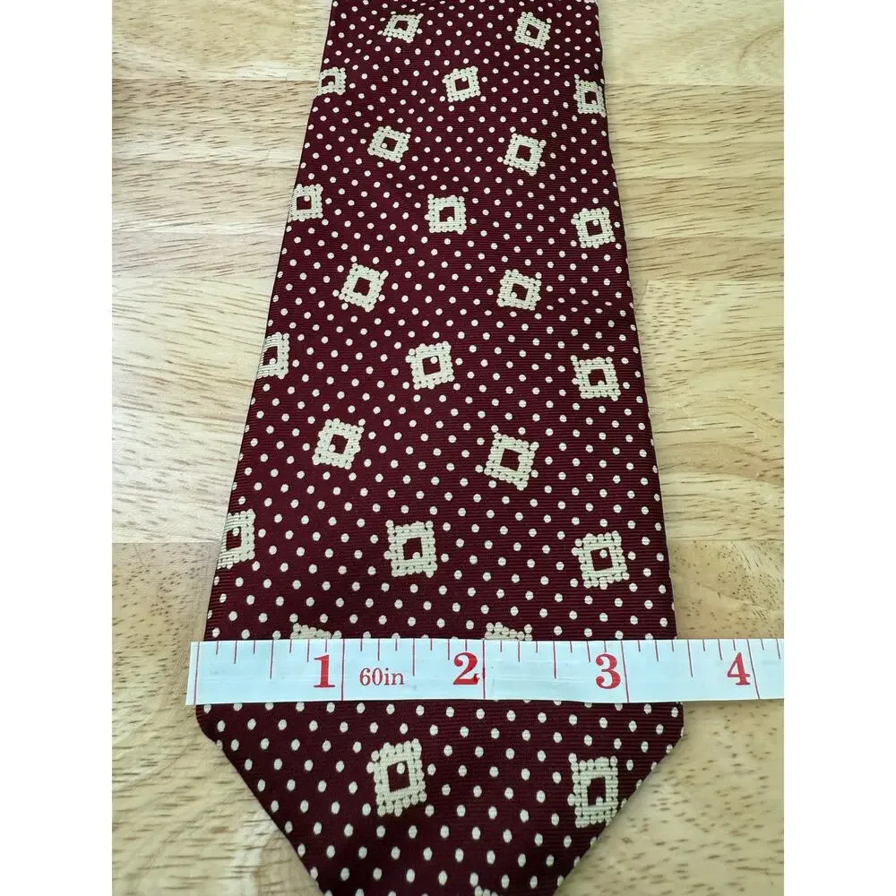 Guy Laroche Paris Men's Silk Neck Tie Red Polka Dots & Square JL